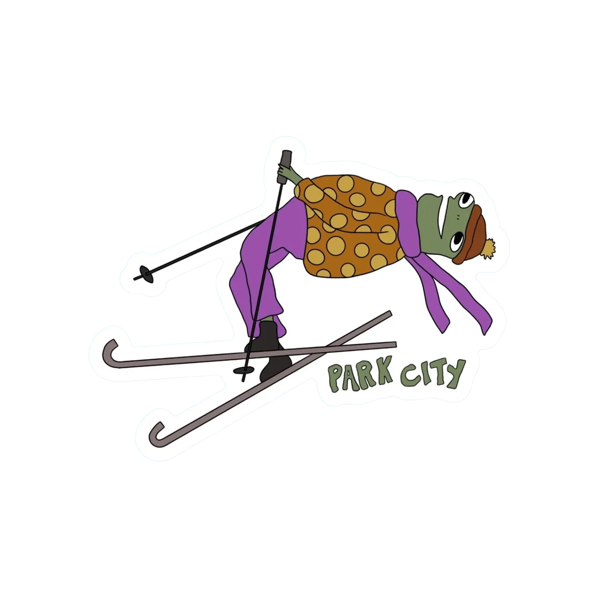 PARK CITY BACKFLIPPING SKIER FROG STICKER – Blue Bison Apparel