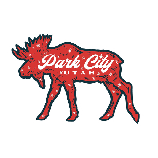 Park City Red Winter Moose Sticker