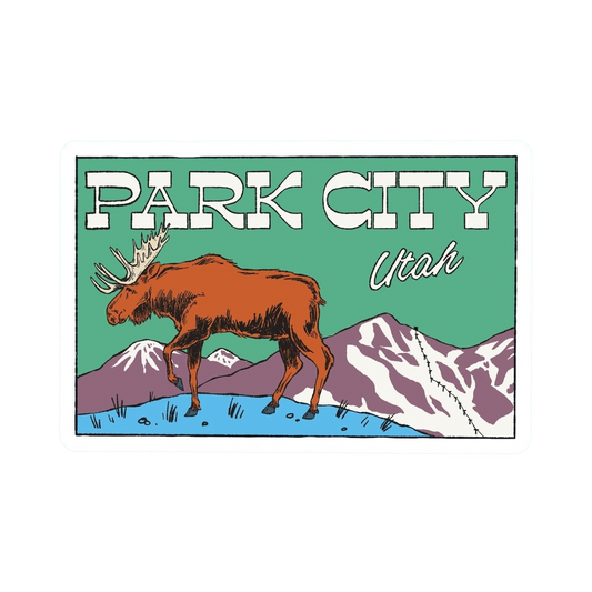 Park City Utah Moose Retro Style Sticker