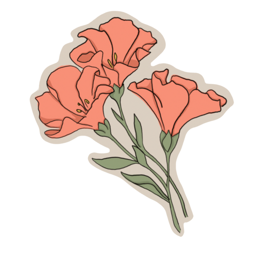 Pink Poppies Flower Sticker