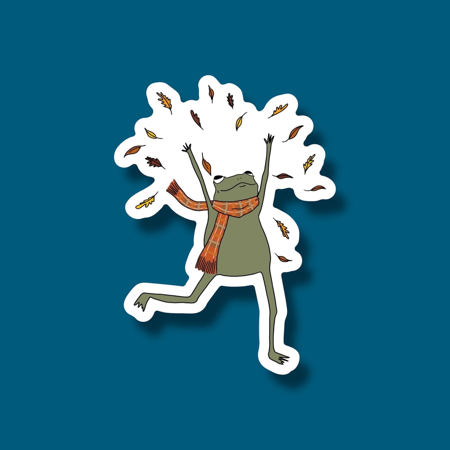 Playin' In The Leafs Frog Sticker