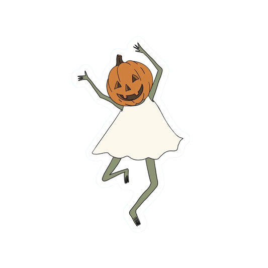 PUMPKIN GIRL DANCING FROG STICKER