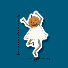 Load image into Gallery viewer, Pumpkin Girl Dancing Frog Sticker
