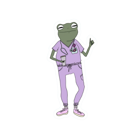 PURPLE SCRUBS FROG STICKER