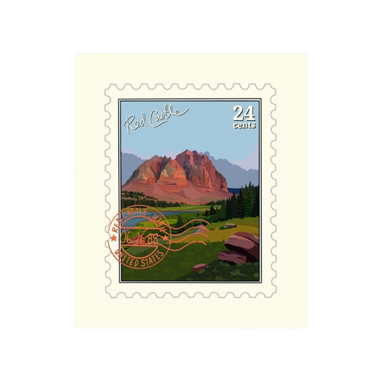 Red Castle Stamp Sticker