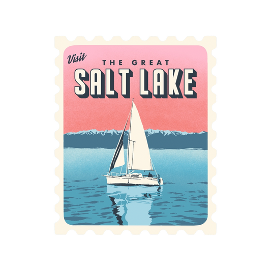 Salt Lake Sail Boat Retro Stamp Sticker