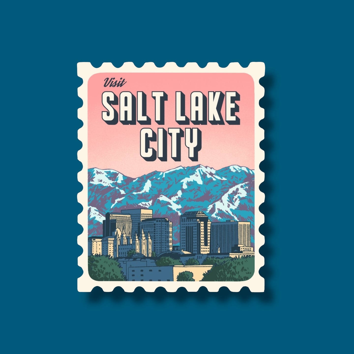 Salt Lake City Retro Stamp Sticker