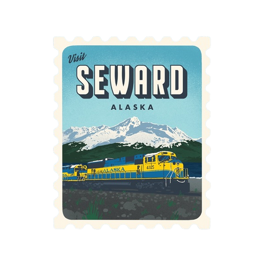 Seward Alaska Retro Stamp Sticker