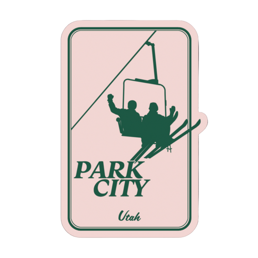 Ski Park City Pink and Green Sticker