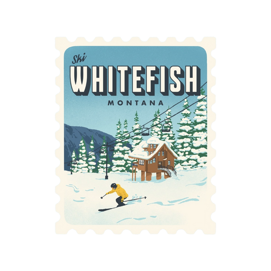 Ski Whitefish Montana Retro Stamp Sticker