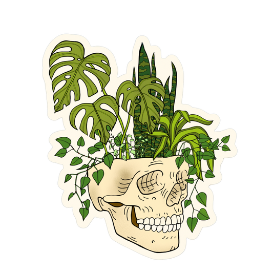 Skull Planter Green Sticker