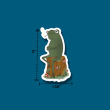Load image into Gallery viewer, Smokin&#39; On A Stump Frog Sticker (N21)
