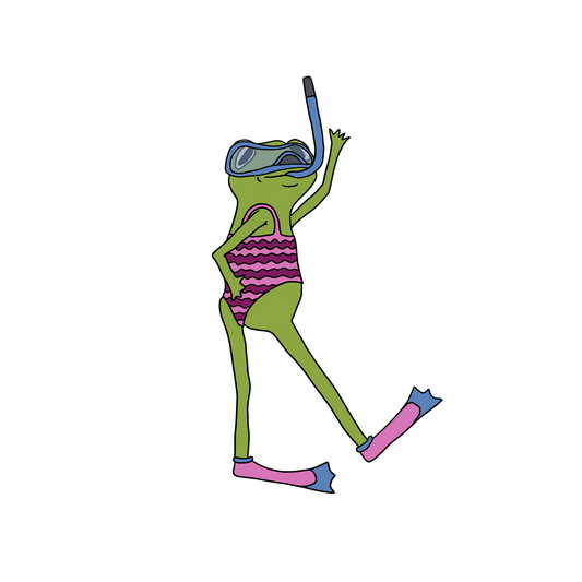 SNORKELING GAL FROG STICKER