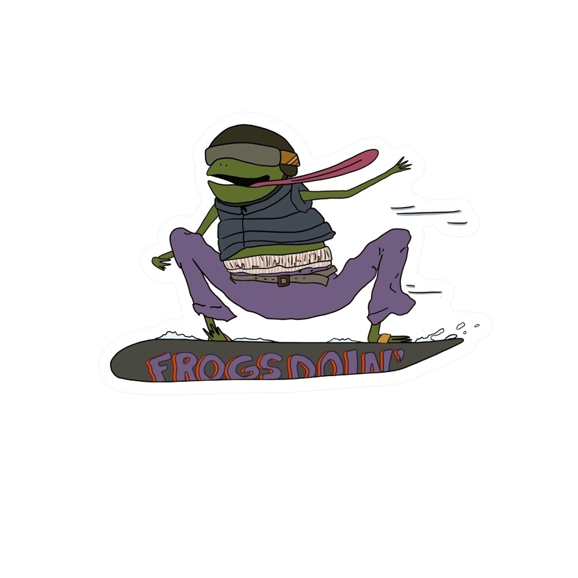 SPEEDY SNOWBOARDER FROG STICKER – Blue Bison Apparel