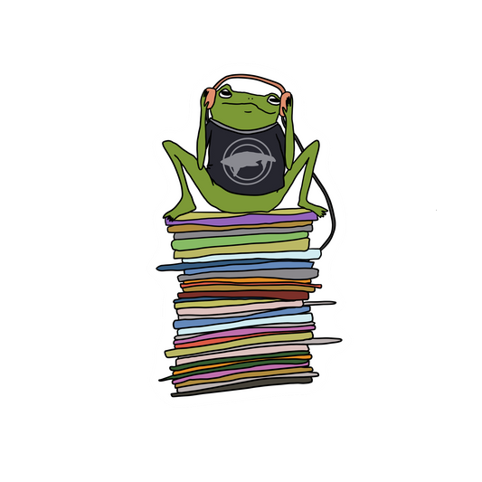 GRAYWHALE STACK OF RECORDS FROG STICKER