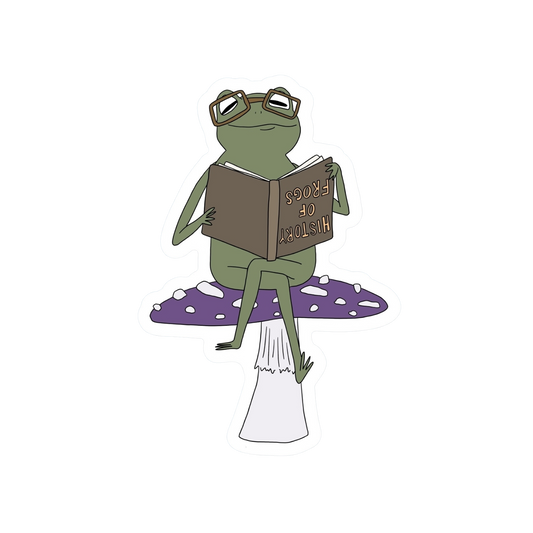 STUDIOUS READER FROG STICKER