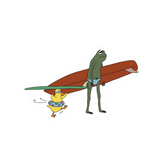 SURFER KOOK FROG AND DUCK STICKER