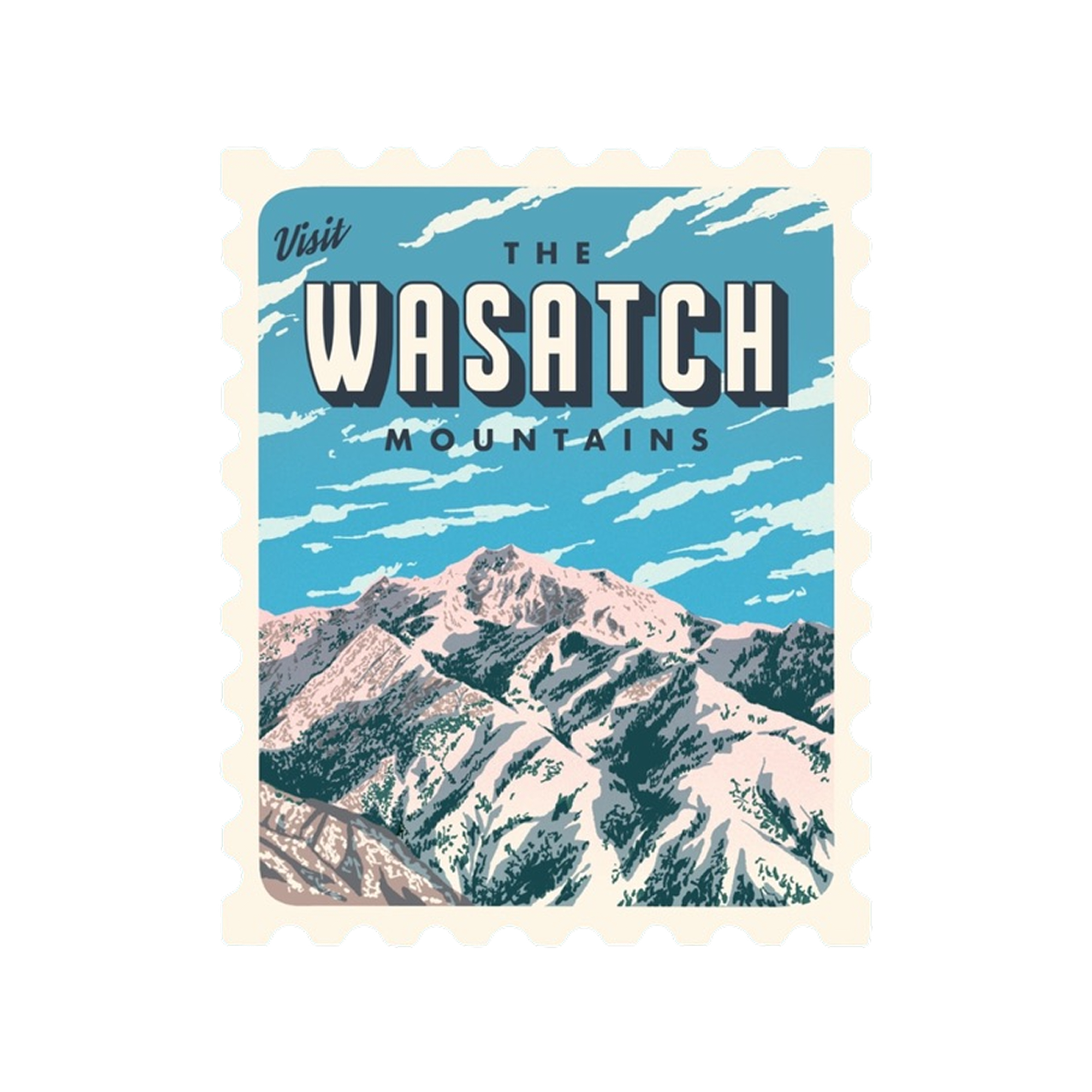Wasatch Mountains Retro Stamp Sticker – Blue Bison Apparel