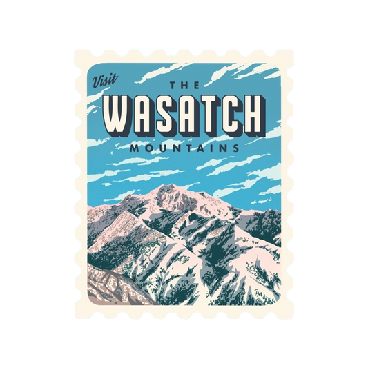 Wasatch Mountains Retro Stamp Sticker