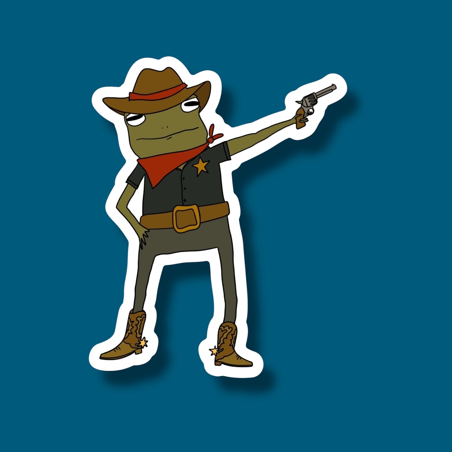 Western Sheriff Frog Sticker