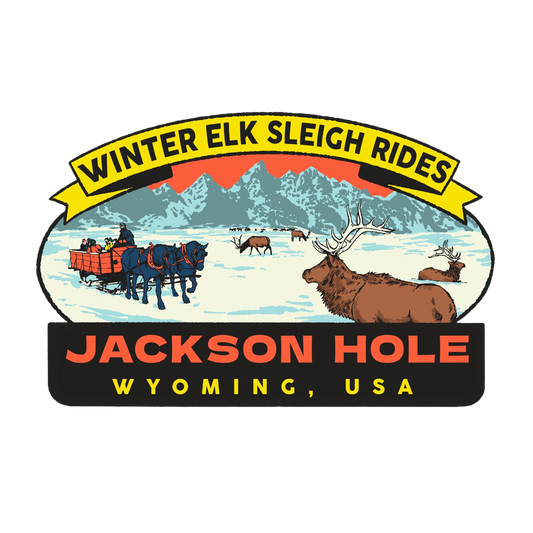 Winter Elk Sleigh Rides Sticker