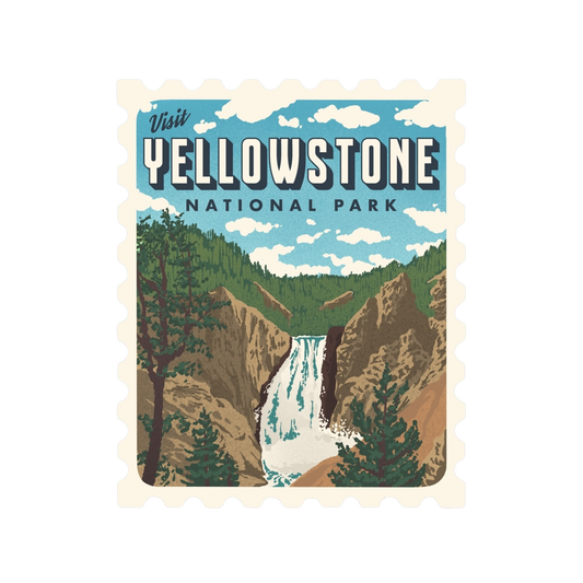 Yellowstone National Park Retro Stamp Sticker